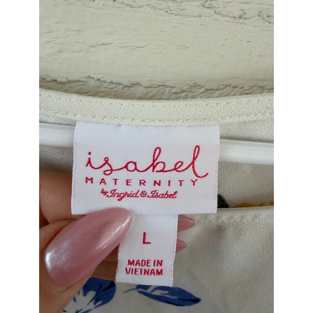 Isabel Maternity by Ingrid & Isabel Floral Blouse Top Size L White Yellow Blue - Picture 4 of 6